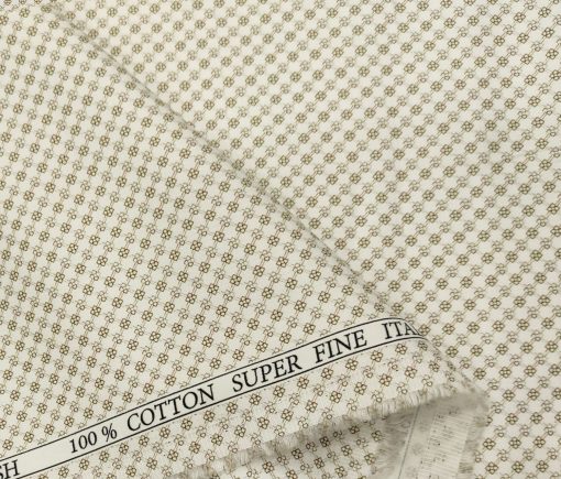 Pee Gee Men's Cotton Printed  Unstitched Shirting Fabric (Milky White)