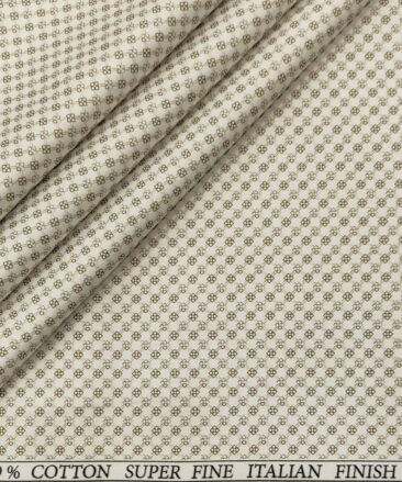 Pee Gee Men's Cotton Printed  Unstitched Shirting Fabric (Milky White)