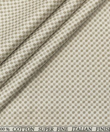 Pee Gee Men's Cotton Printed  Unstitched Shirting Fabric (Milky White)