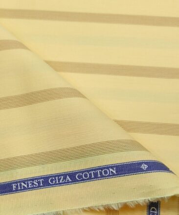 Soktas Men's Giza Cotton Striped  Unstitched Shirting Fabric (Blonde Yellow)