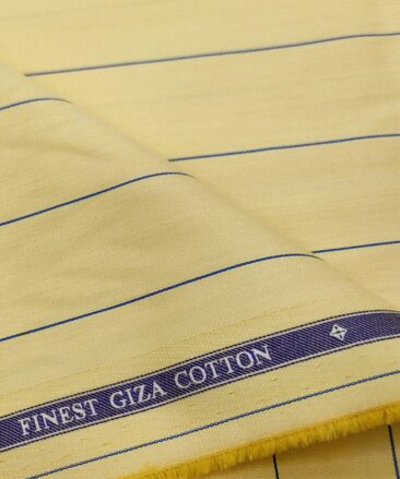 Soktas Men's Giza Cotton Striped  Unstitched Shirting Fabric (Yellow)