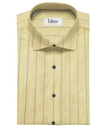 Soktas Men's Giza Cotton Striped  Unstitched Shirting Fabric (Yellow)