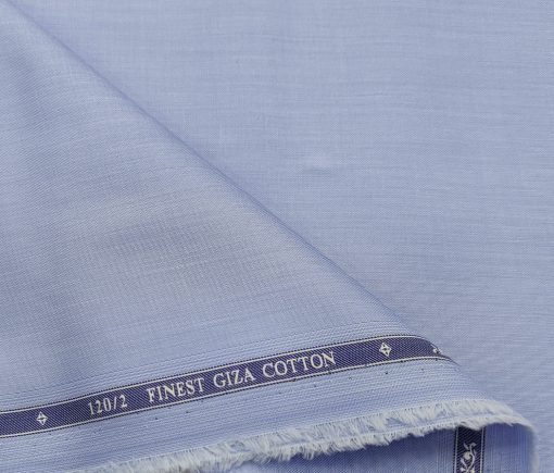 Soktas Men's Giza Cotton Solids  Unstitched Shirting Fabric (Sky Blue)