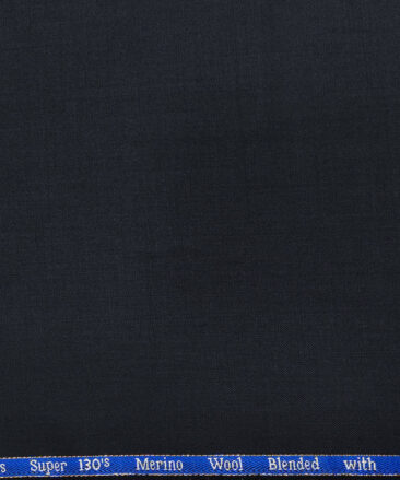 Cadini Men's Wool Solids Super 130's Unstitched Suiting Fabric (Dark Blue)