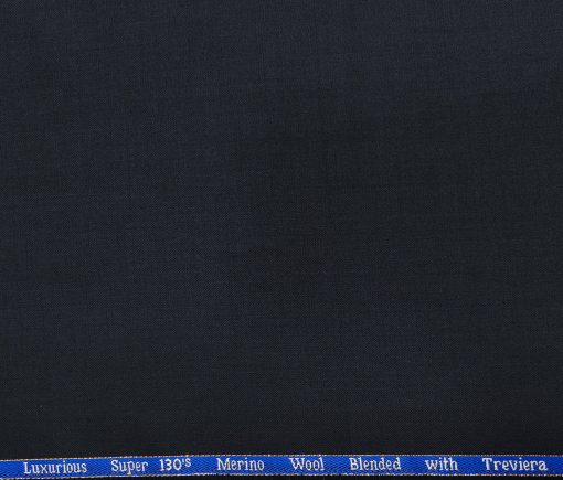 Cadini Men's Wool Solids Super 130's Unstitched Suiting Fabric (Dark Blue)