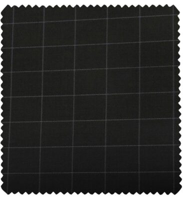 Cadini Men's Wool Checks Super 90's Unstitched Suiting Fabric (Black)