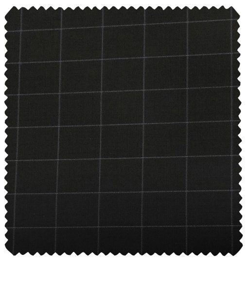 Cadini Men's Wool Checks Super 90's Unstitched Suiting Fabric (Black)