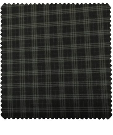 Cadini Men's Wool Checks Super 90's Unstitched Suiting Fabric (Blackish Grey)