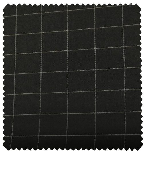 Cadini Men's Wool Checks Super 90's Unstitched Suiting Fabric (Black)