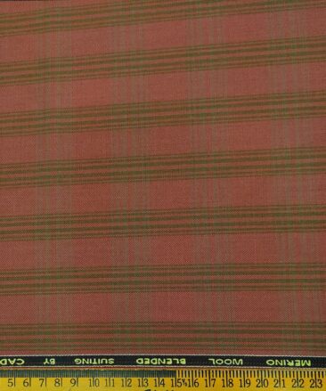 Cadini Men's Wool Checks Super 90's Unstitched Suiting Fabric (Bronze Orange)