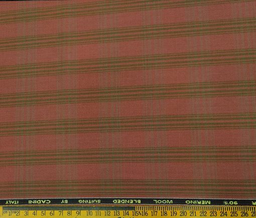 Cadini Men's Wool Checks Super 90's Unstitched Suiting Fabric (Bronze Orange)