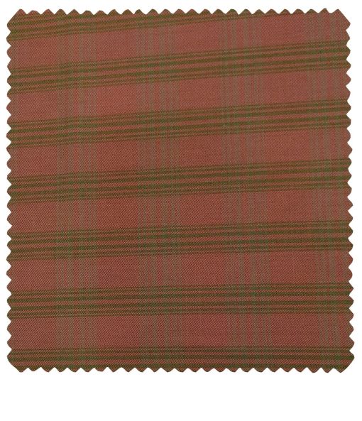 Cadini Men's Wool Checks Super 90's Unstitched Suiting Fabric (Bronze Orange)