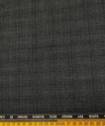 Cadini Men's Wool Checks Super 90's Unstitched Suiting Fabric (Dark Grey)