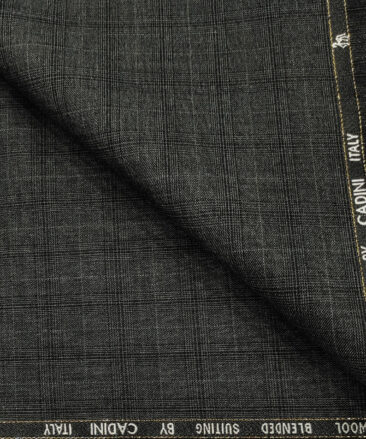 Cadini Men's Wool Checks Super 90's Unstitched Suiting Fabric (Dark Grey)