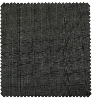 Cadini Men's Wool Checks Super 90's Unstitched Suiting Fabric (Dark Grey)