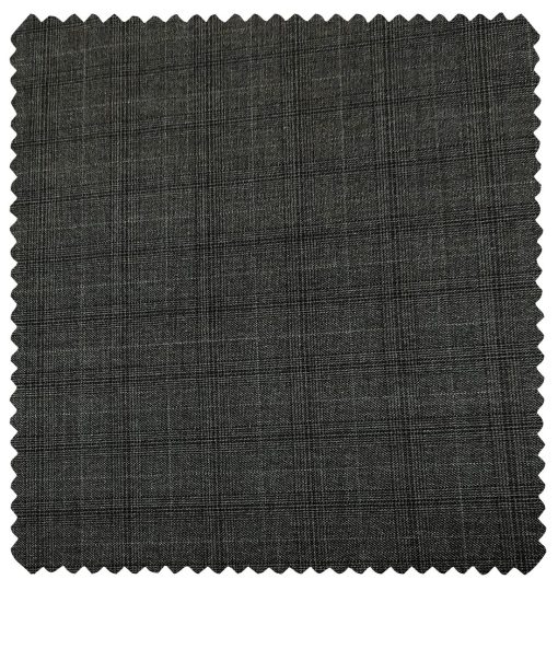 Cadini Men's Wool Checks Super 90's Unstitched Suiting Fabric (Dark Grey)