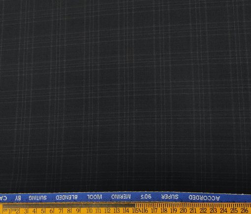 Cadini Men's Wool Checks Super 90's Unstitched Suiting Fabric (Dark Navy Blue)