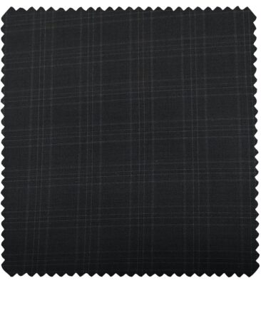 Cadini Men's Wool Checks Super 90's Unstitched Suiting Fabric (Dark Navy Blue)