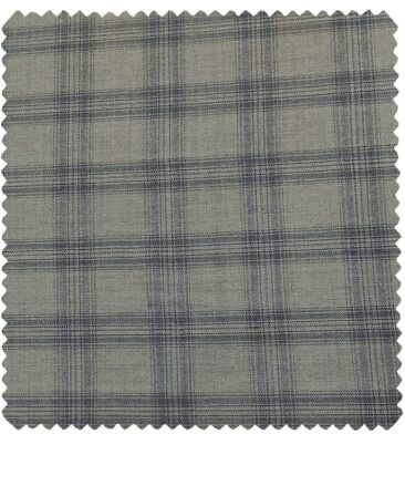 Cadini Men's Wool Checks Super 90's Unstitched Suiting Fabric (Light Grey)