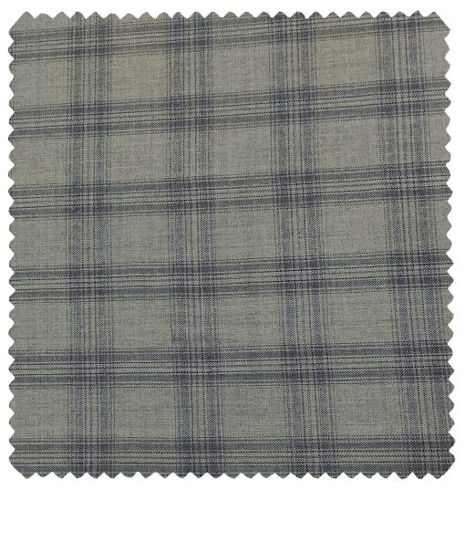 Cadini Men's Wool Checks Super 90's Unstitched Suiting Fabric (Light Grey)