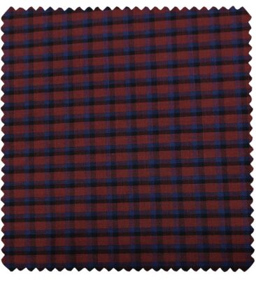 Cadini Men's Wool Checks Super 90's Unstitched Suiting Fabric (Red & Blue)