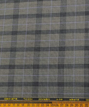 Cadini Men's Wool Checks Super 90's Unstitched Suiting Fabric (Worsted Grey)