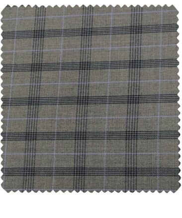 Cadini Men's Wool Checks Super 90's Unstitched Suiting Fabric (Worsted Grey)