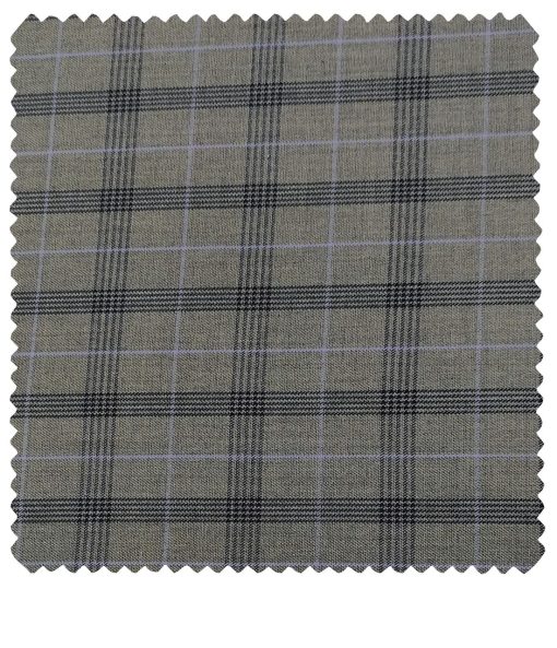 Cadini Men's Wool Checks Super 90's Unstitched Suiting Fabric (Worsted Grey)