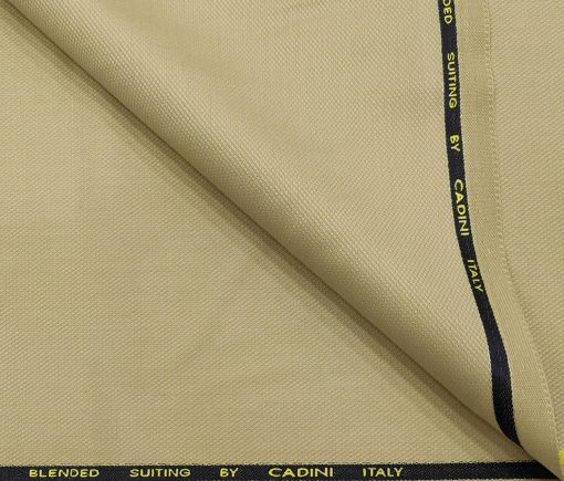 Cadini Men's Wool Structured Super 90's Unstitched Suiting Fabric (Beige)