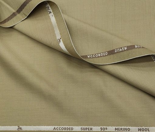 Cadini Men's Wool Structured Super 90's Unstitched Suiting Fabric (Beige)