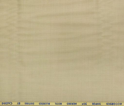 Cadini Men's Wool Structured Super 90's Unstitched Suiting Fabric (Buttermilk Beige)