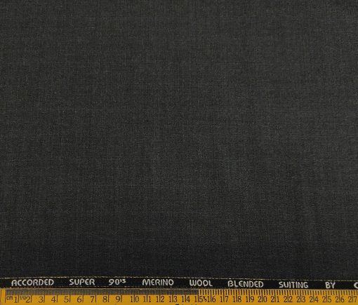 Cadini Men's Wool Checks Super 90's Unstitched Suiting Fabric (Dark Grey)