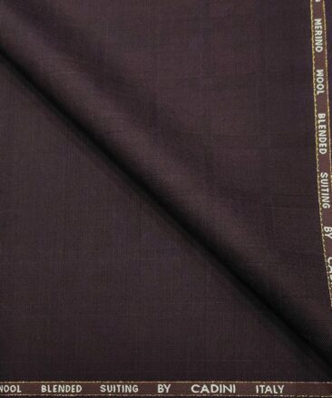 Cadini Men's Wool Checks Super 90's Unstitched Suiting Fabric (Dark Wine)