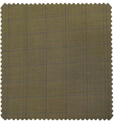 Cadini Men's Wool Checks Super 90's Unstitched Suiting Fabric (Khakhi)