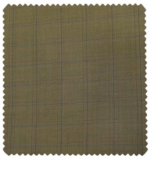 Cadini Men's Wool Checks Super 90's Unstitched Suiting Fabric (Khakhi)