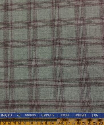 Cadini Men's Wool Checks Super 90's Unstitched Suiting Fabric (Light Grey)