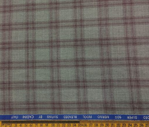 Cadini Men's Wool Checks Super 90's Unstitched Suiting Fabric (Light Grey)