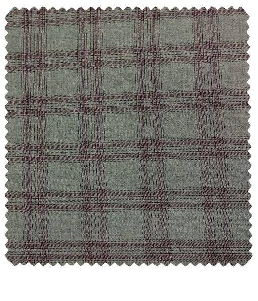 Cadini Men's Wool Checks Super 90's Unstitched Suiting Fabric (Light Grey)