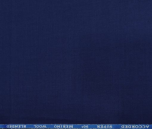 Cadini Men's Wool Checks Super 90's Unstitched Suiting Fabric (Royal Blue)