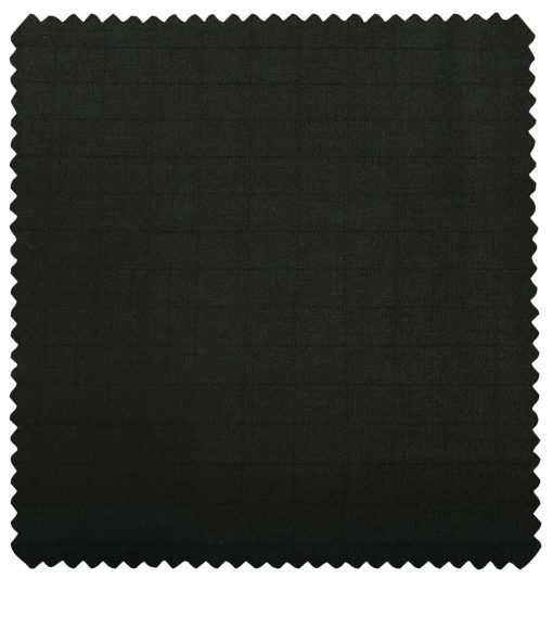 Cadini Men's Wool Checks Super 100's Unstitched Suiting Fabric (Black)