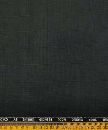 Cadini Men's Wool Checks Super 100's Unstitched Suiting Fabric (Dark Grey)