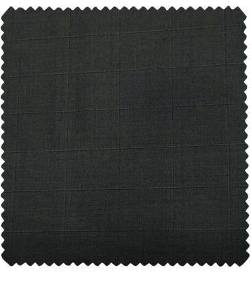 Cadini Men's Wool Checks Super 100's Unstitched Suiting Fabric (Dark Grey)