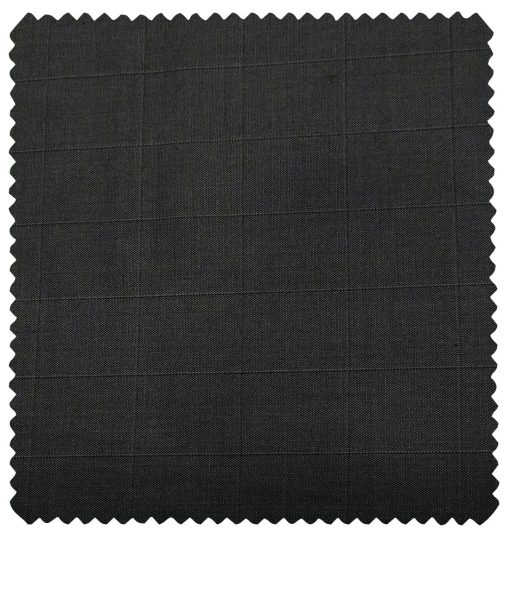 Cadini Men's Wool Checks Super 100's Unstitched Suiting Fabric (Dark Grey)