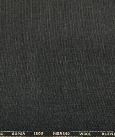 Cadini Men's Wool Structured Super 120's Unstitched Suiting Fabric (Dark Worsted Grey)