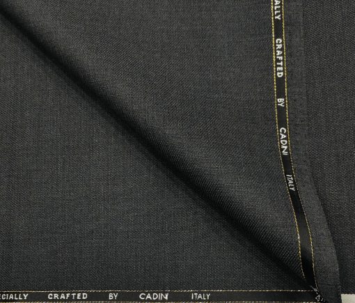 Cadini Men's Wool Structured Super 120's Unstitched Suiting Fabric (Dark Worsted Grey)