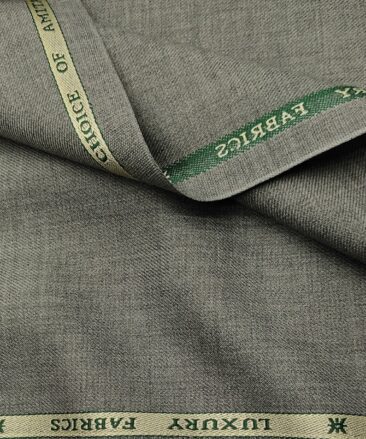 OCM Men's Wool Solids  Unstitched Suiting Fabric (Light Worsted Grey)