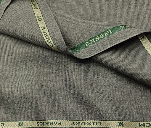 OCM Men's Wool Solids  Unstitched Suiting Fabric (Light Worsted Grey)