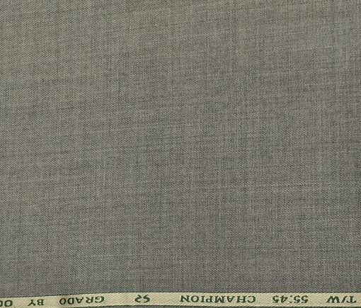 OCM Men's Wool Solids  Unstitched Suiting Fabric (Light Worsted Grey)