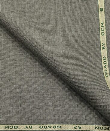 OCM Men's Wool Solids  Unstitched Suiting Fabric (Light Worsted Grey)