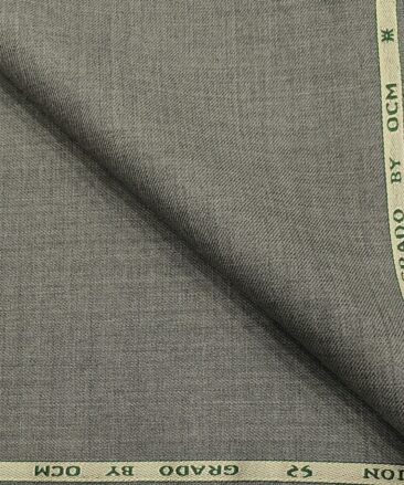 OCM Men's Wool Solids  Unstitched Suiting Fabric (Light Worsted Grey)